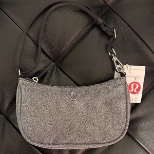 Lululemon City Essentials Mini Sparkle Silver Shoulder Bag